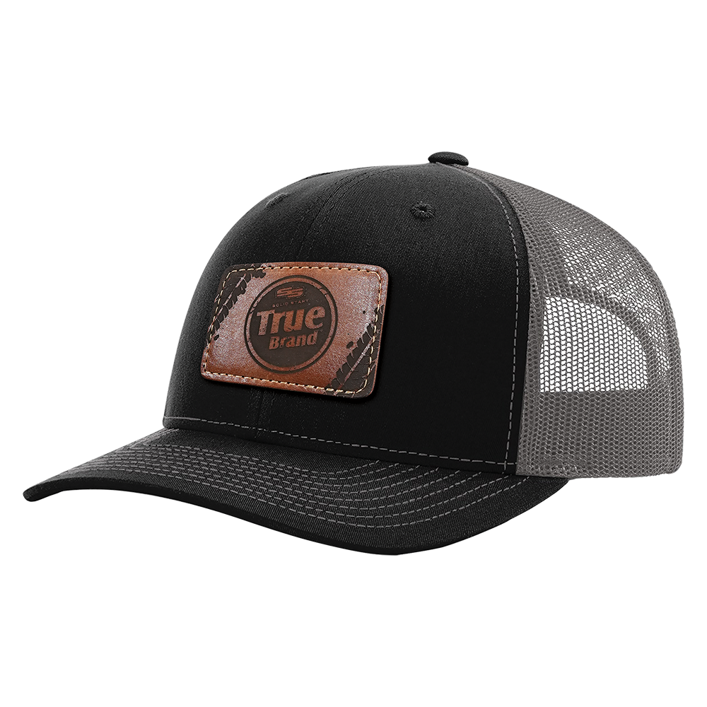 True Brand Leather Patch Snapback Trucker Cap